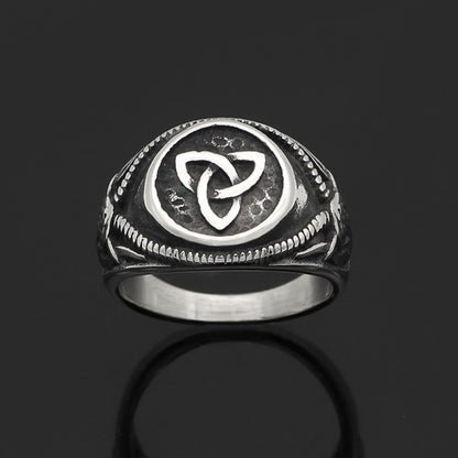 Vintage Stainless Steel Viking Irish Ring (Titanium)