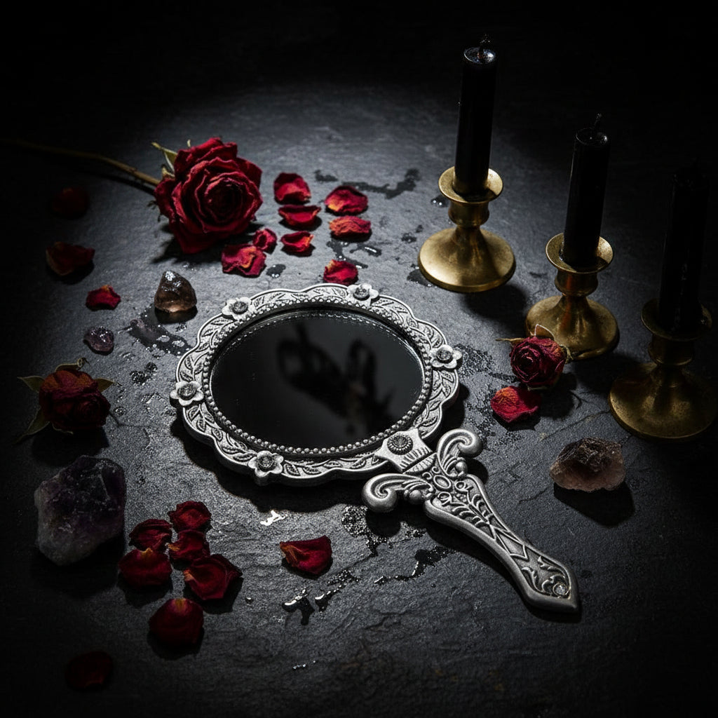 Retro Portable Handheld Metal Makeup Mirror Sorceress Sanctuary