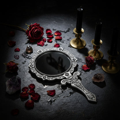 Retro Portable Handheld Metal Makeup Mirror Sorceress Sanctuary
