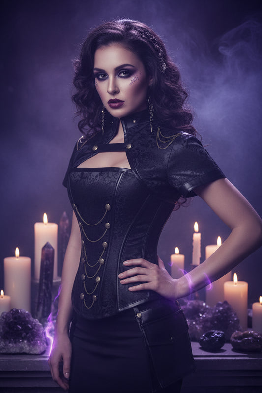 4Pc Corset Set - Sorceress Sanctuary Red / S-Red / M-Red / L-Red / XL-Red / XXL