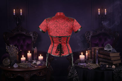 4Pc Corset Set - Sorceress Sanctuary Red / S-Red / M-Red / L-Red / XL-Red / XXL