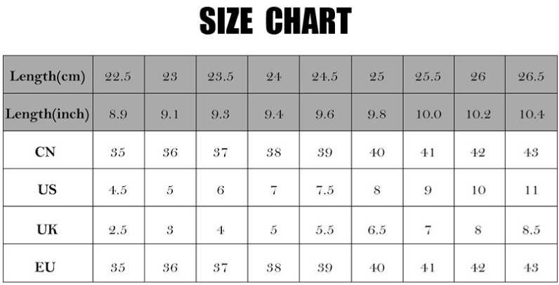 Size chart for clothing measurements in centimeters and inches with corresponding Chinese, US, UK, and European sizes.