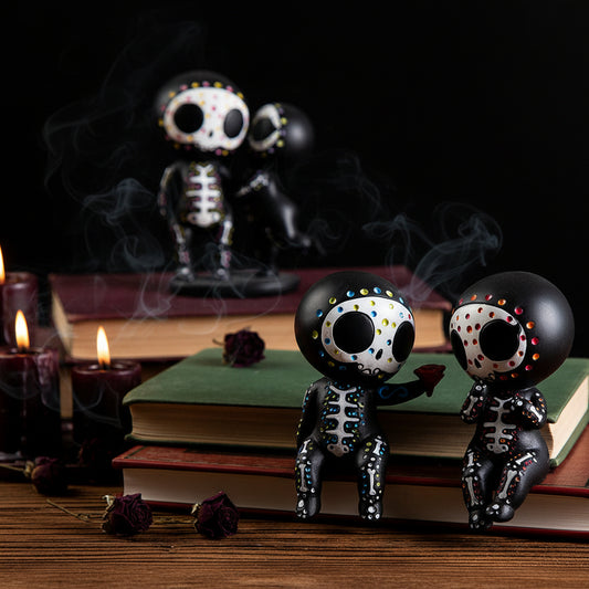 Hand-painted Resin Candy Skull Couple Ornaments Sorceress Sanctuary