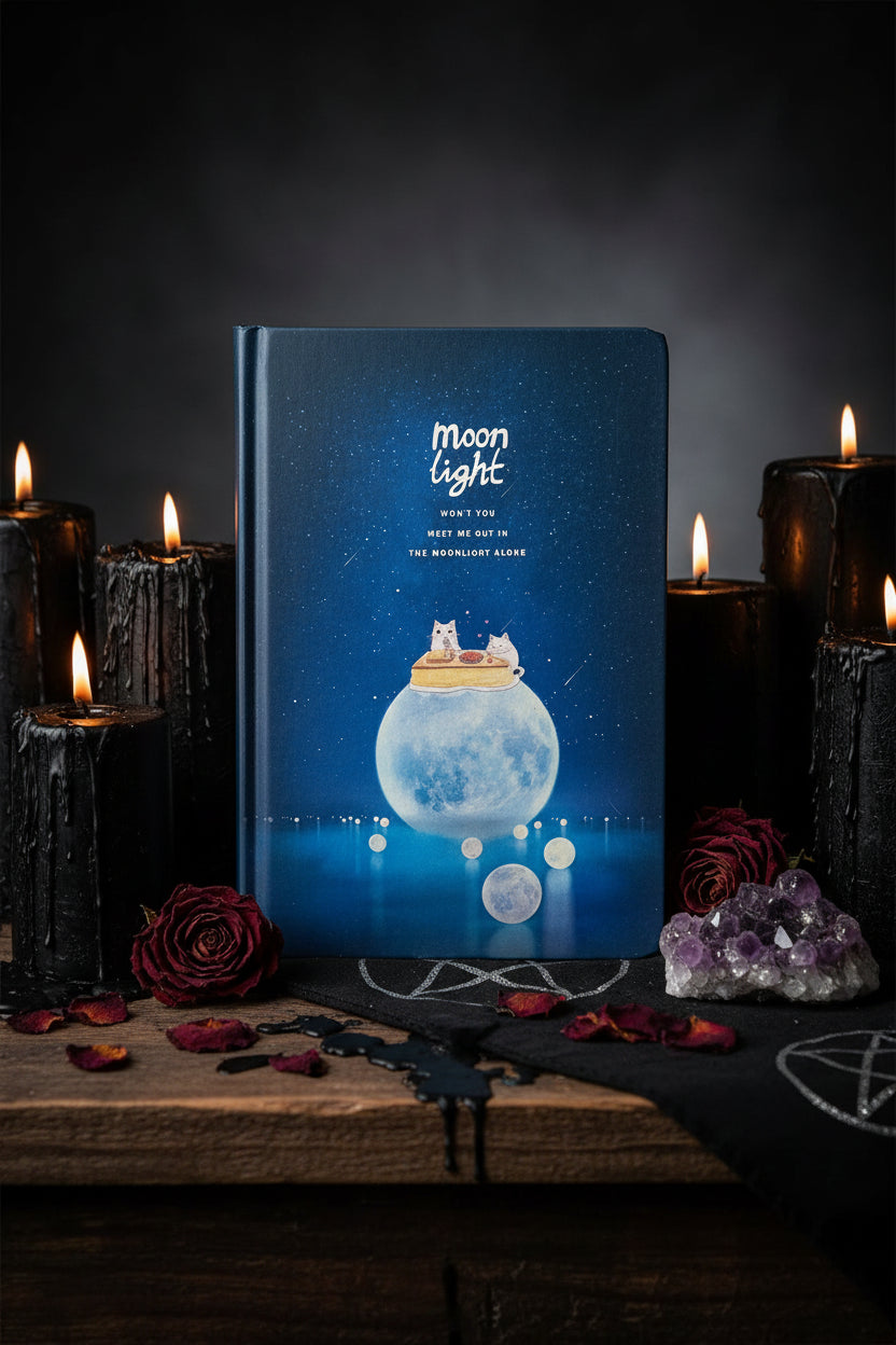 Moonlit Night A5 Diary Notebook with Glow-in-the-Dark Sorceress Sanctuary