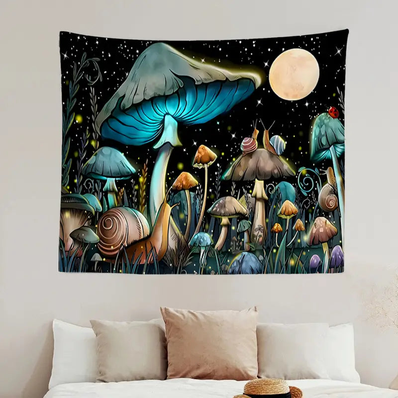 Mushroom & Moon Print Tapestry