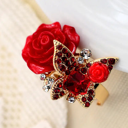 Crystal Rose Flower Ring