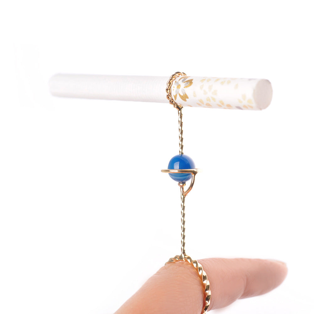 Unisex Smoking Ring with Cosmic Design and Natural Stone