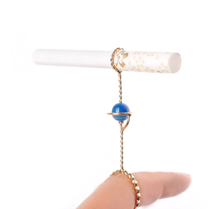 Unisex Smoking Ring with Cosmic Design and Natural Stone