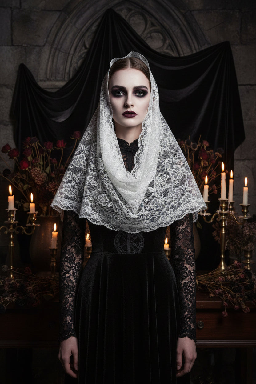 Black Lace Veil for Muslim Brides - Short Single Layer Sorceress Sanctuary