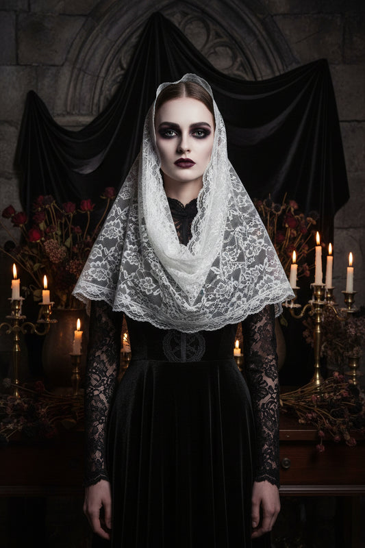 Black Lace Veil for Muslim Brides - Short Single Layer Sorceress Sanctuary
