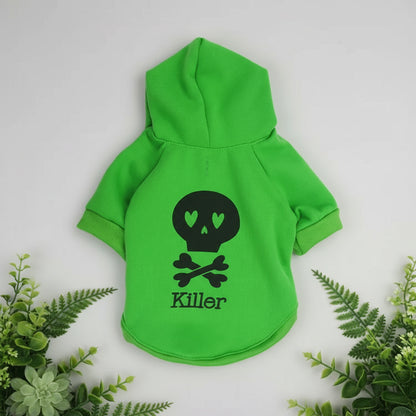 Green hoodie with a skull design and 'Killer' text on a white background