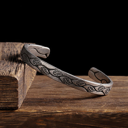 Vintage Viking Men's Bracelet with Creative Feather Leaf Design