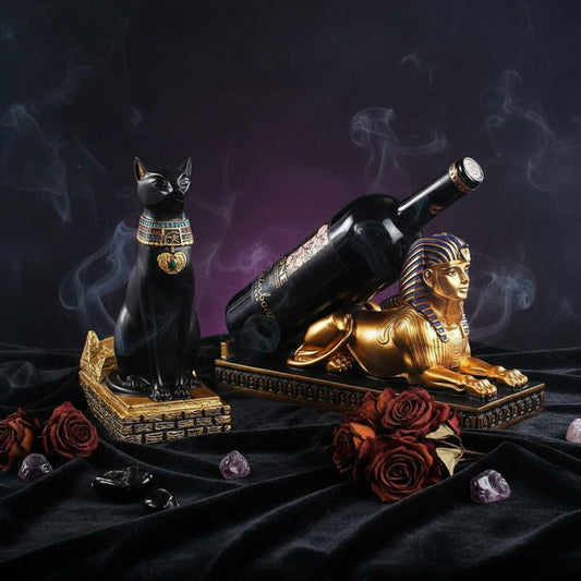 Anubis Wine Rack with Egyptian Cat God Design Sorceress Sanctuary