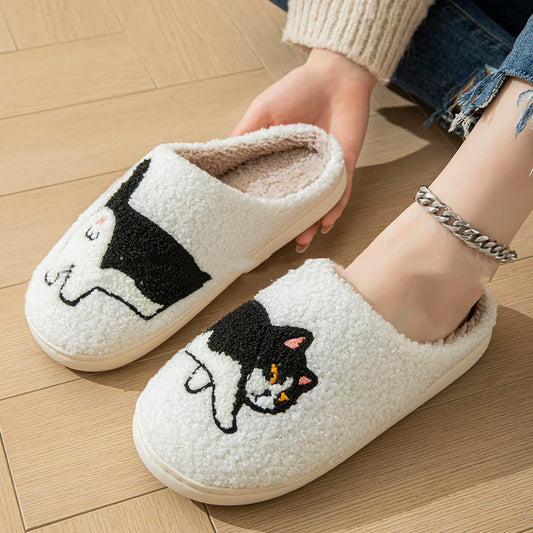 Black Cat Plush Slippers