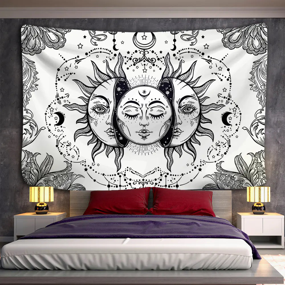 Mandala Tapestry Wall Hanging - Sun and Moon Design Sorceress Sanctuary