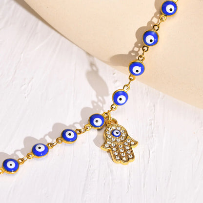 Evil Eye Fatiha Hand | 18K Gold Anklet