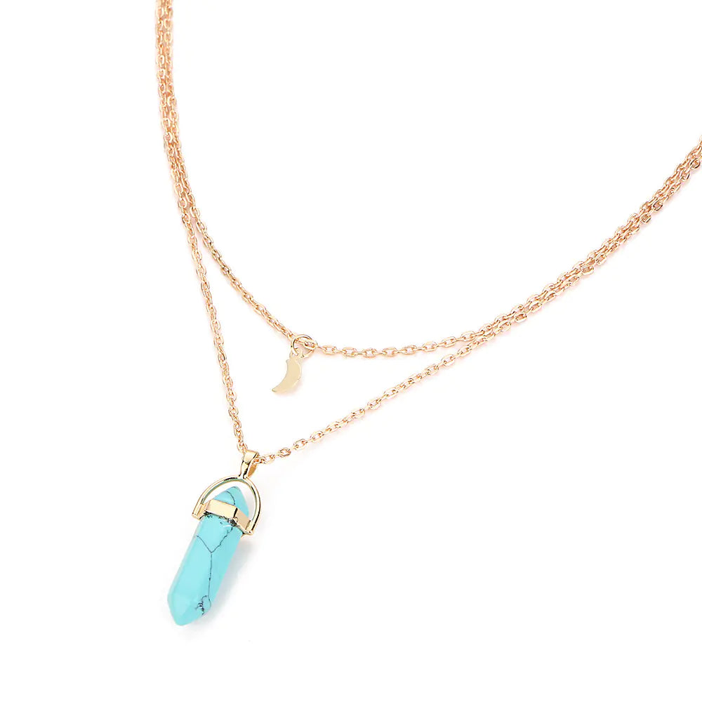 Natural Crystal Moon Necklace