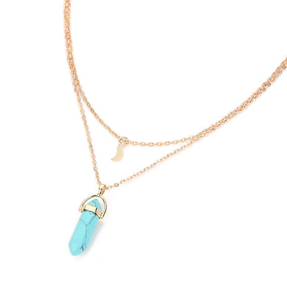 Natural Crystal Moon Necklace