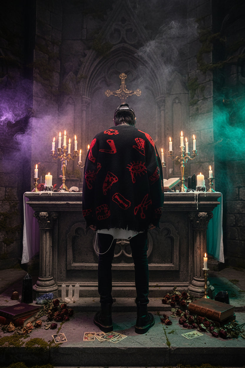 2019 Men's Autumn Winter Sweater with Abstract Design Sorceress Sanctuary