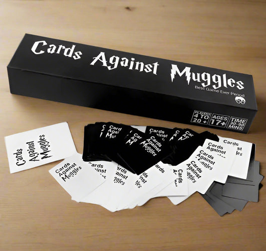 Cards Against Muggles game set with cards and packaging on a white background