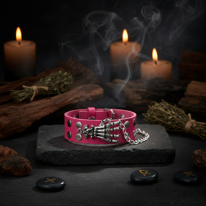 Gothic Skull Hand Design PU Leather Bracelet for Parties Sorceress Sanctuary