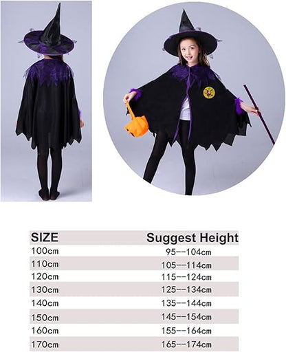 Deluxe Children's Witch Cape & Hat Set