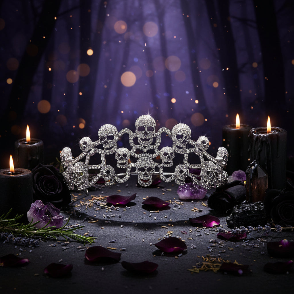 Punk Skull Rhinestone Crown Headband for Cosplay Sorceress Sanctuary
