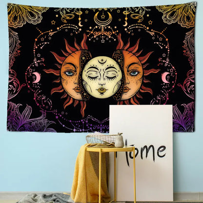 Sun and Moon Tapestry Wall Hanging for Room Decor