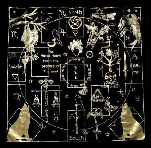 Pentagram Tarot Cloth with Velvet Print (Single Piece)