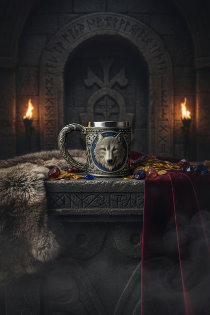 3D Skull Mug - Stainless Steel Knight Coffee Cup Sorceress Sanctuary