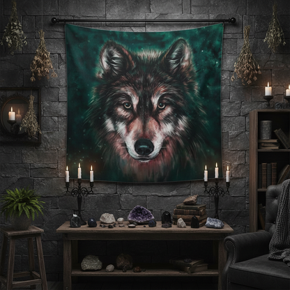 Digital Print Tapestry - Wolf Design Wall Hanging Sorceress Sanctuary
