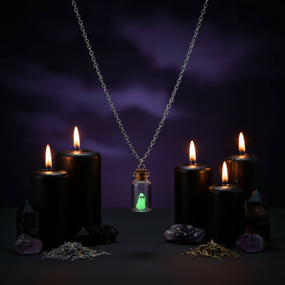 Adopt a Ghost Necklace with Glow-in-the-Dark Bottle Sorceress Sanctuary