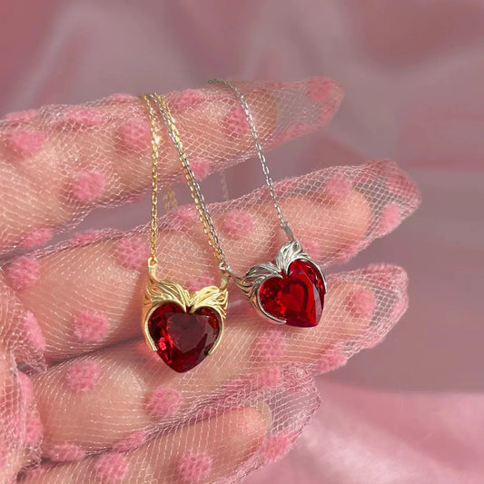Scarlet Witch Heart Zircon Necklace in Stainless Steel