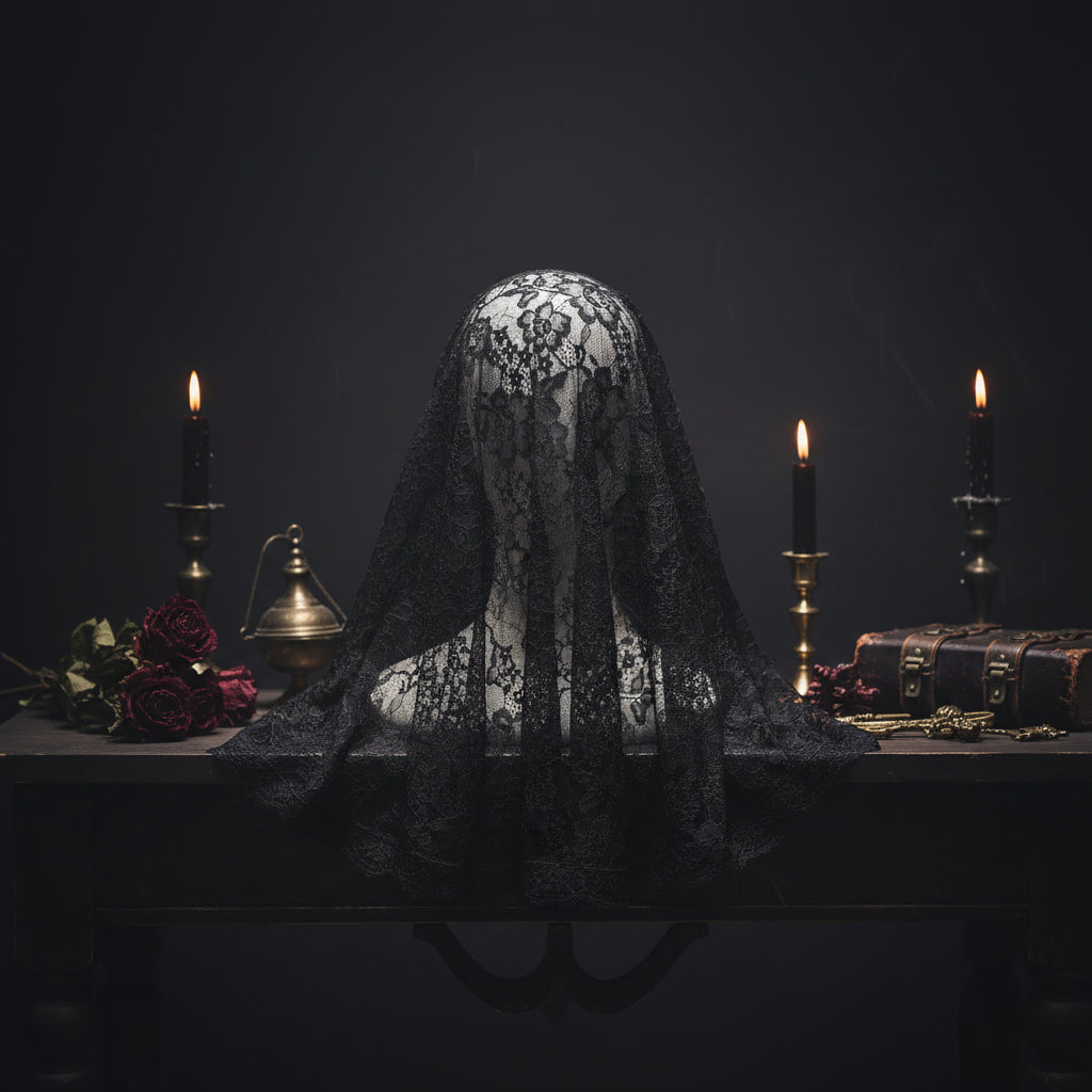 Black Lace Veil for Muslim Brides - Short Single Layer Sorceress Sanctuary