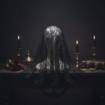 Black Lace Veil for Muslim Brides - Short Single Layer Sorceress Sanctuary