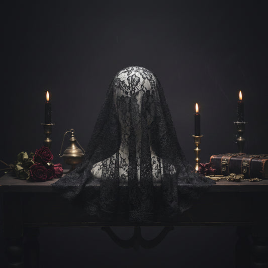Black Lace Veil for Muslim Brides - Short Single Layer Sorceress Sanctuary