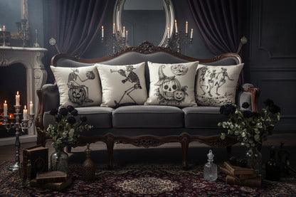 Halloween Skull and Pumpkin Pillow Cover for Sofa Sorceress Sanctuary