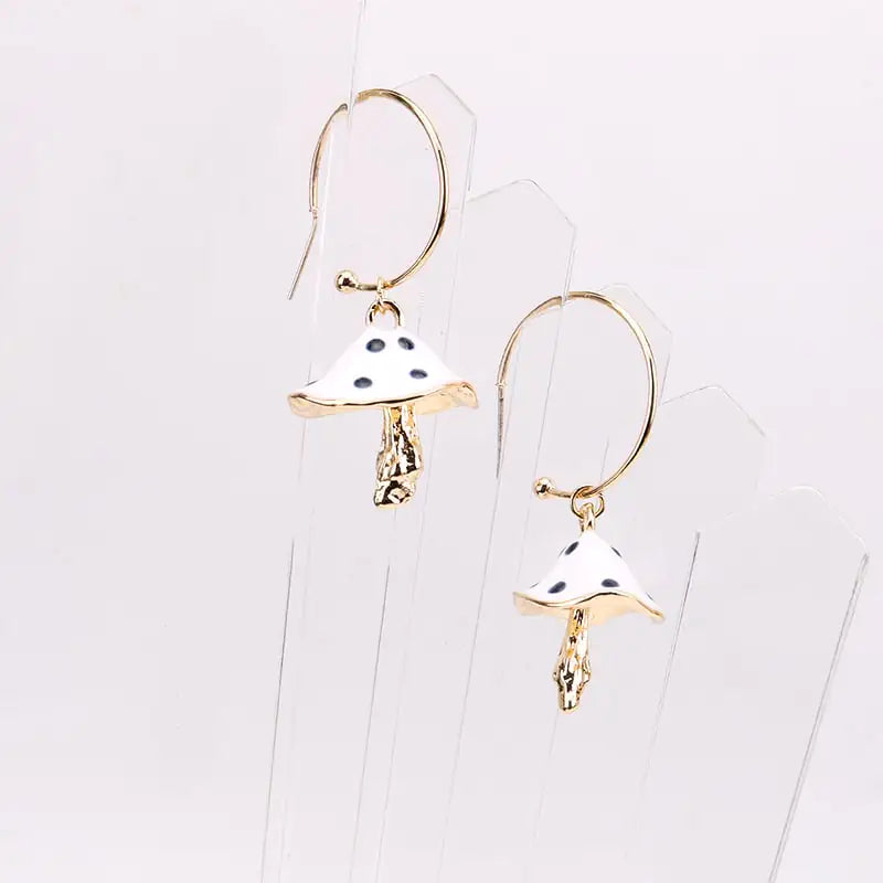 Oil Drip Mushroom Earrings