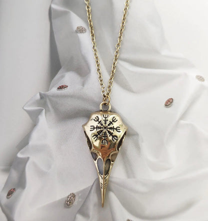 Glow Raven Skull Necklace