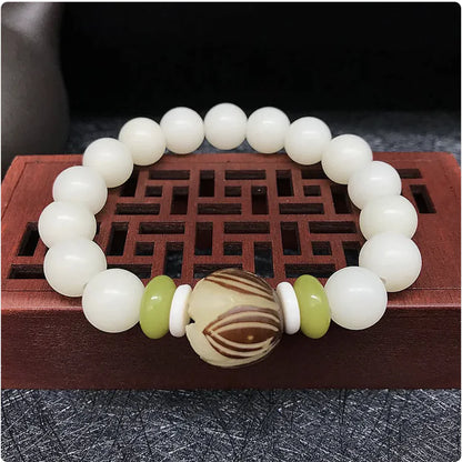 White Jade Bodhi Bead Bracelet
