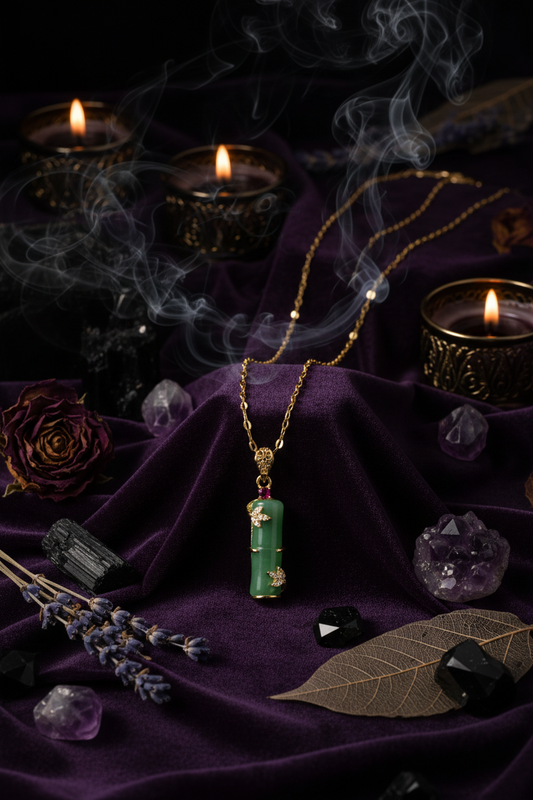 Jade Amulet Necklace with Spiritual Touch (One Piece) Sorceress Sanctuary