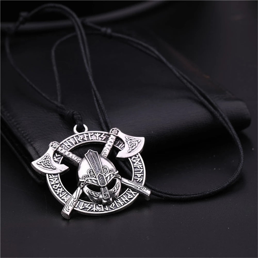 Viking Goat Pendant Necklace with Thor's Hammer Design