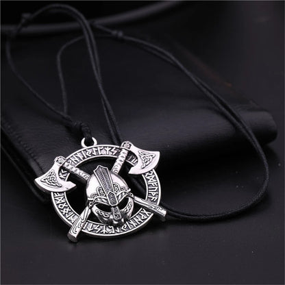 Viking Goat Pendant Necklace with Thor's Hammer Design