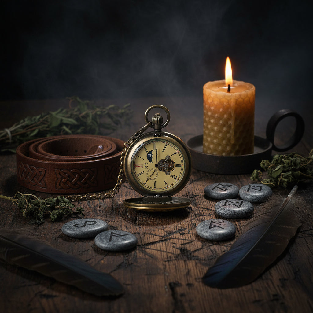 Large Copper Pocket Watch with Tourbillon & Moon Phase Sorceress Sanctuary