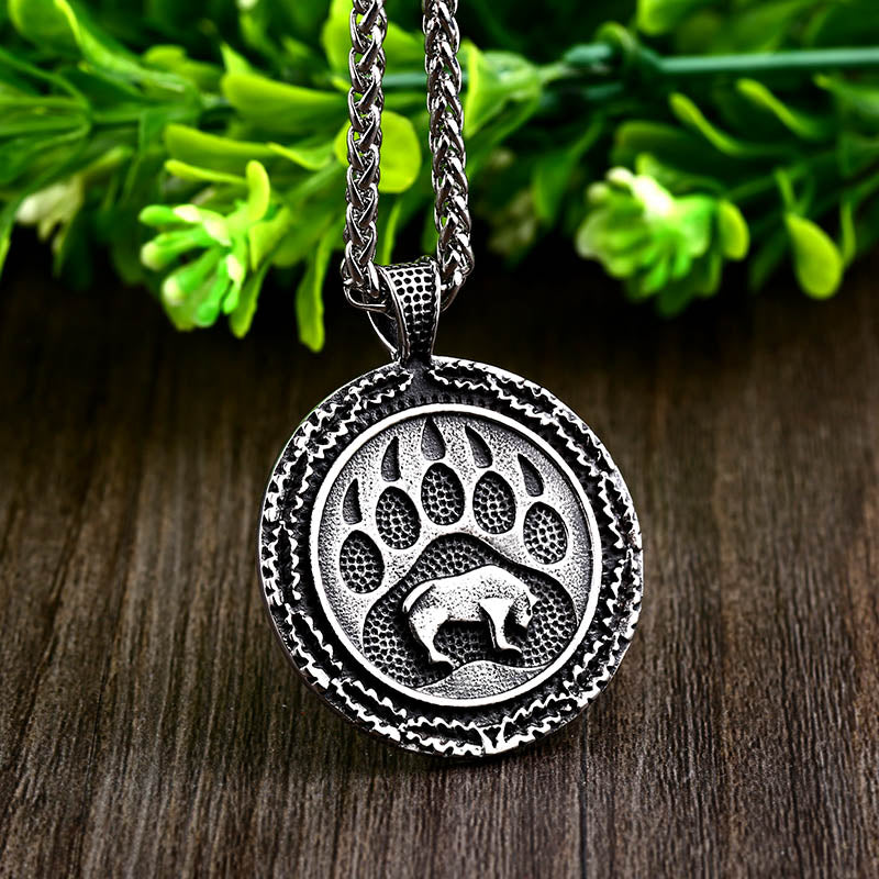 Viking Bear Paw Pendant Sweater Chain Necklace