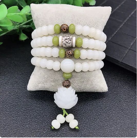 White Jade Bodhi Bead Bracelet