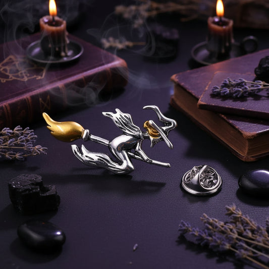 Vintage Witch Broom Brooch - Unique Sweater Accessory Sorceress Sanctuary