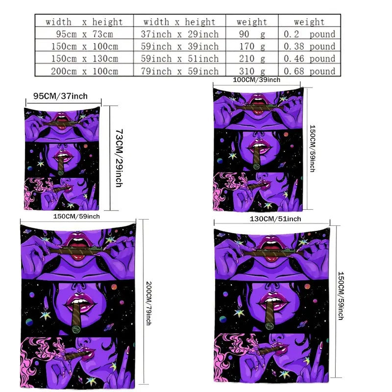 Purple Smoking Girl Tapestry Wall Hanging for Decor