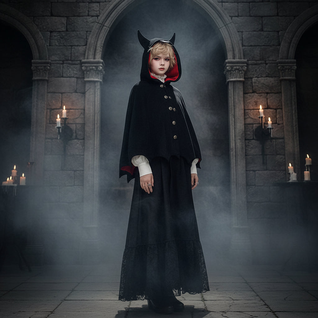 New Autumn Winter Women's Bat Cape with Devil Ears Sorceress Sanctuary