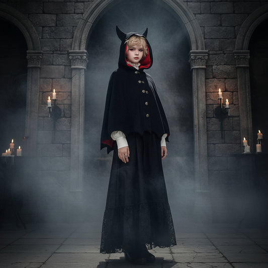 New Autumn Winter Women's Bat Cape with Devil Ears Sorceress Sanctuary